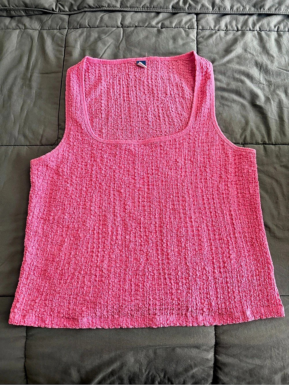 Old Navy Square-Neck Textured Tank Top Pink XL